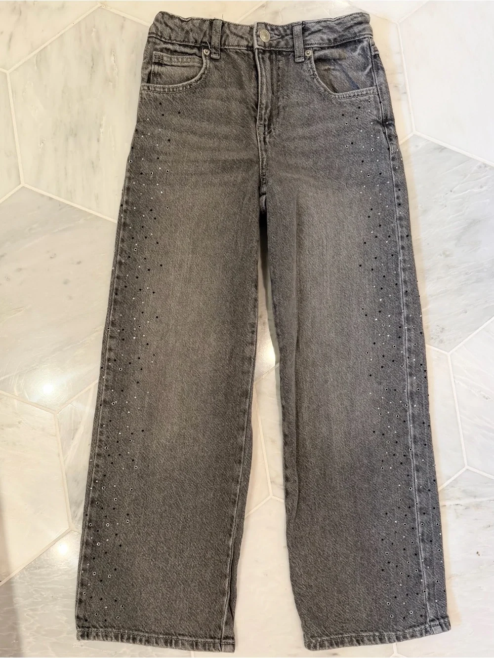 Zara Kids Rhinestone Wide Leg Jeans - Size 9-10 Years